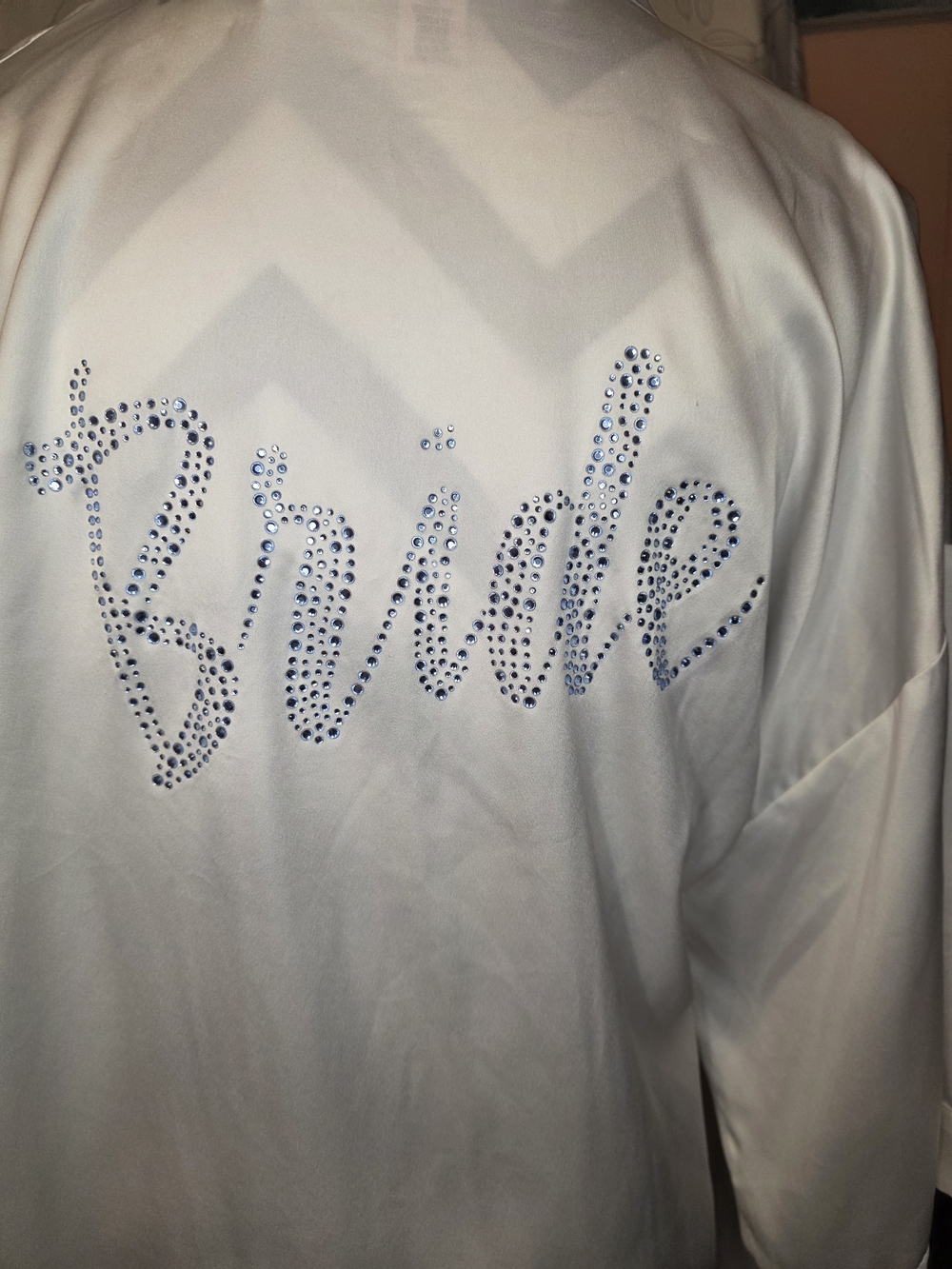 Victoria's Secret White Satin Bride Robe with Rhinestone Script - Picture 2 of 12